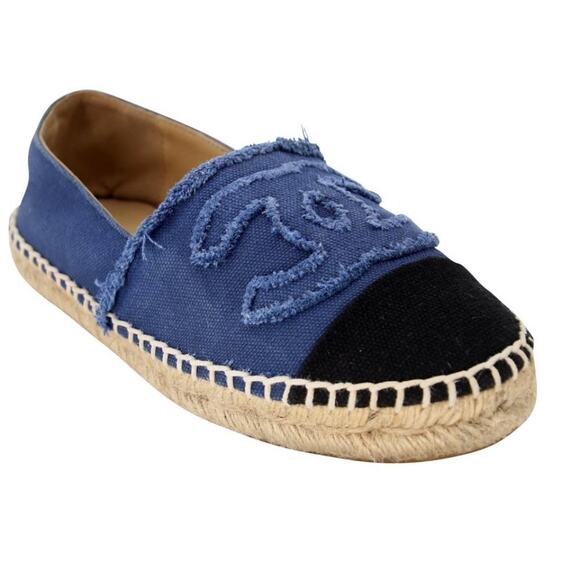 Chanel Espadrille 37 Canvas Linen Raw Edge Cap-toe Flats CC-0717N-0006 - Picture 7 of 11